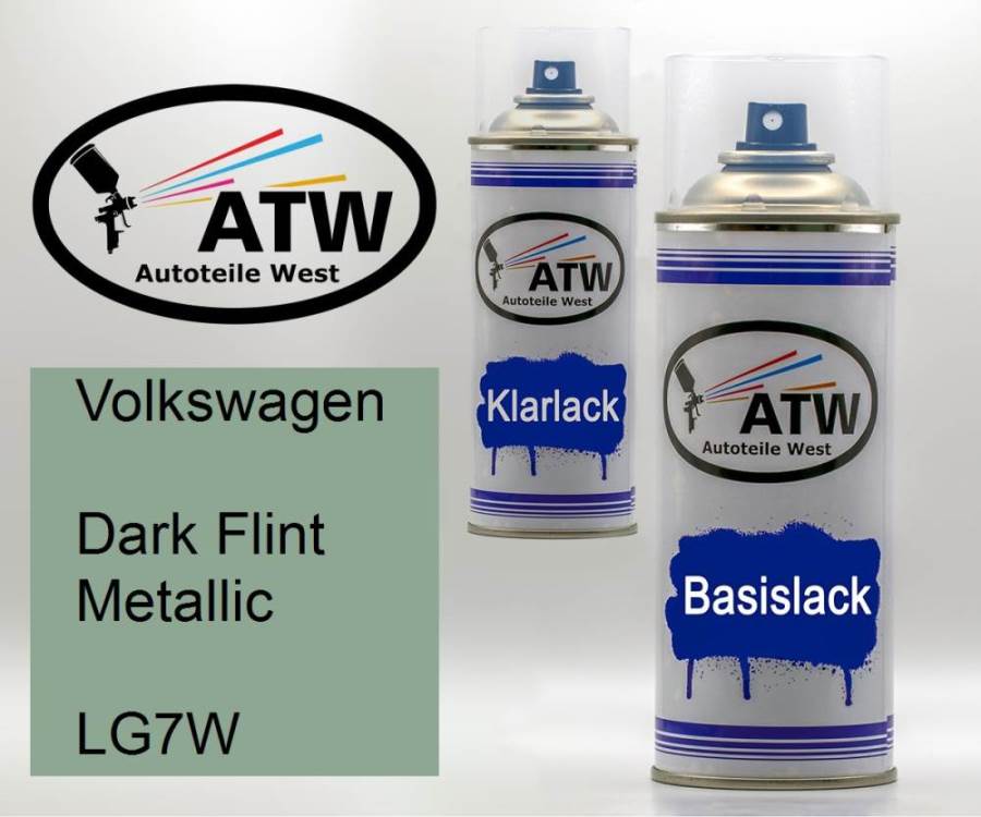 Volkswagen, Dark Flint Metallic, LG7W: 400ml Sprühdose + 400ml Klarlack - Set, von ATW Autoteile West.